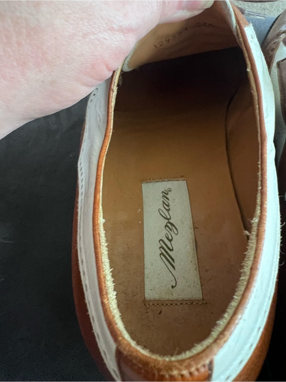 Mezlan Spectator Wingtip Oxfords Men’s US 12 Brown White Leather/Spain - Picture 12 of 16